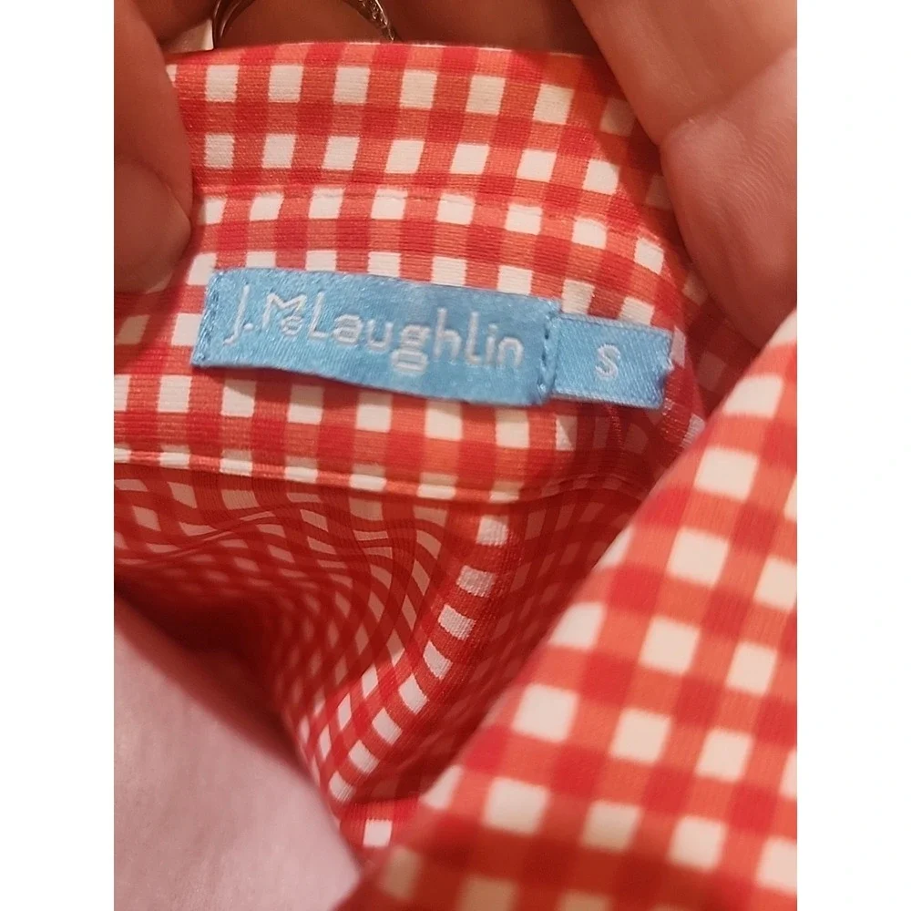 J McLAUGHLIN Red/White Check Sleeveless Shirt Womens Size S - Picture 3 of 6